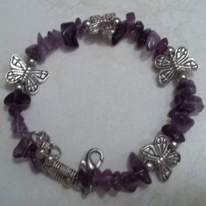 Handmade Amethyst Chip Bead Butterfly Bracelet